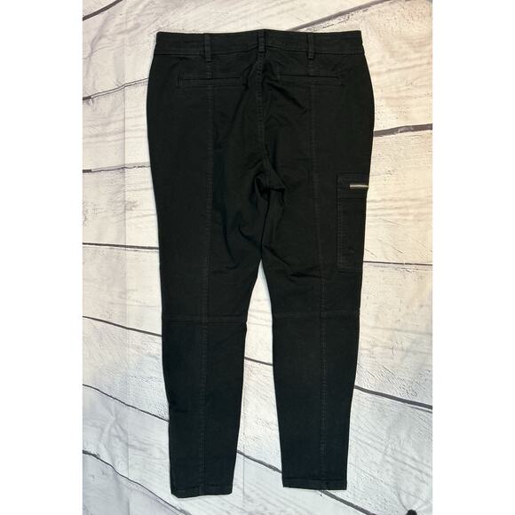 Lauren Ralph Lauren Black Stretch Cargo Moto Style Pants Size 10 with Zippers - Picture 2 of 8
